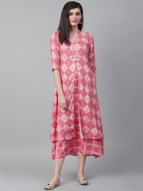 

Shree Women Pink Printed Layered Maxi Dress