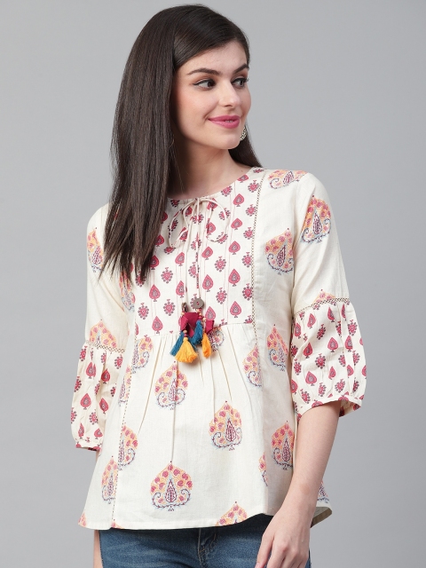 

Shree Women Off-White & Pink Printed Tunic