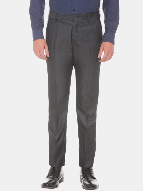 

Arrow New York Men Grey Tapered Fit Solid Regular Trousers