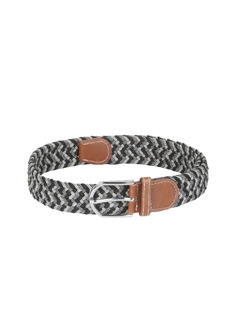 

CRUSSET Unisex Black & Grey Braided Belt