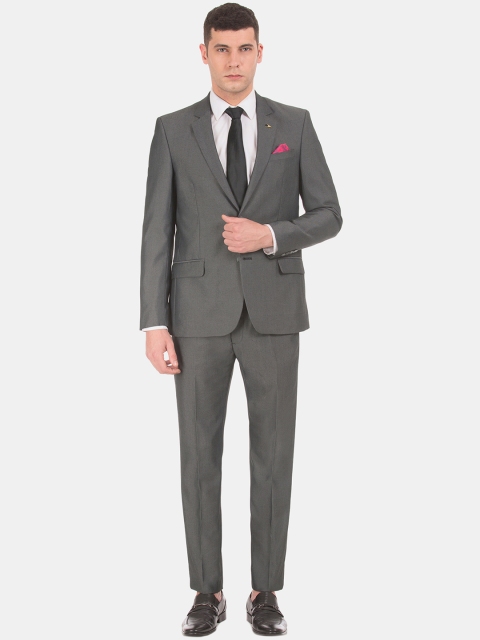 

Arrow Men Grey Self-Design Regular Fit Single-Breasted Formal Suit