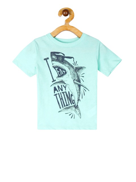 

The Childrens Place Boys Aqua Blue Printed Round Neck T-shirt
