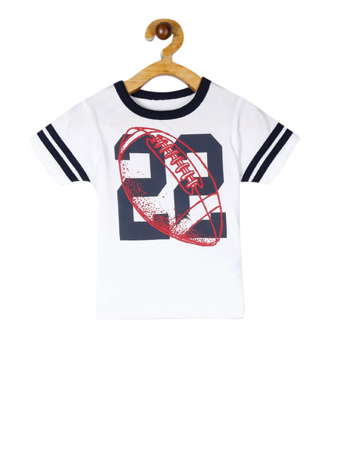 

The Childrens Place Boys White Printed Round Neck Pure Cotton T-shirt