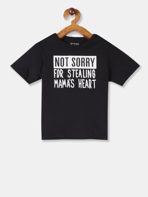 

The Childrens Place Boys Black Printed Round Neck Pure Cotton T-shirt