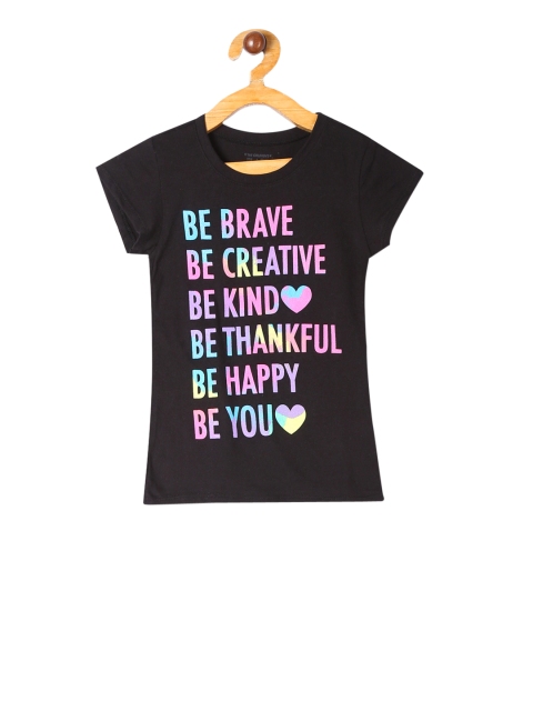 

The Childrens Place Girls Black Printed Round Neck T-shirt