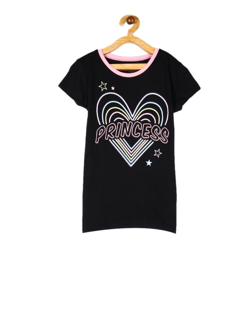 

The Childrens Place Girls Black Printed Round Neck T-shirt