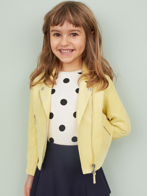 

H&M Girls Yellow Imitation Suede Biker Jacket