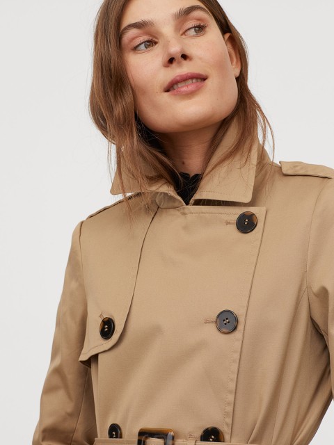 

H&M Women Beige Solid Trenchcoat