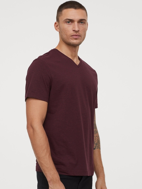 

H&M Men V-neck T-shirt Slim Fit, Pink