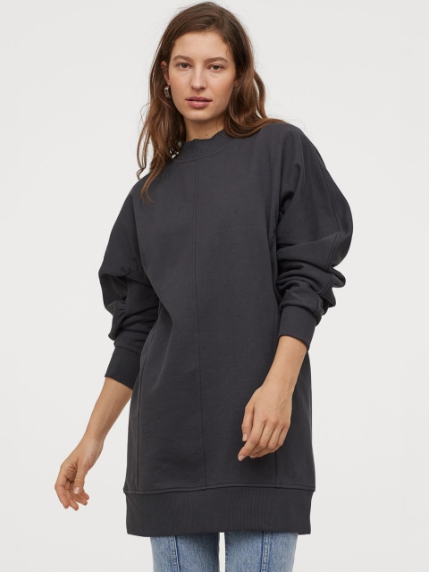 

H&M Women Charcoal Grey Long Sweatshirt