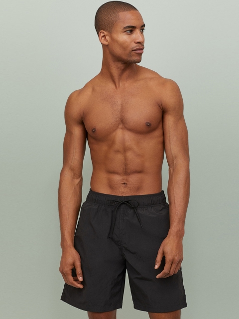 

H&M Men Black Knee-Length Swim Shorts