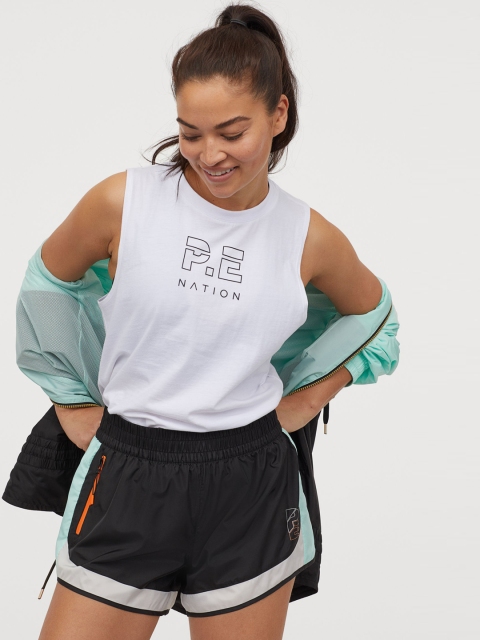 

H&M Women Black & White Sports Shorts
