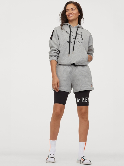 

H&M Women Grey Solid Cotton Sports Shorts