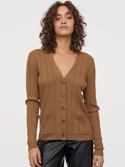 

H&M Brown Brown Ribbed Cardigan
