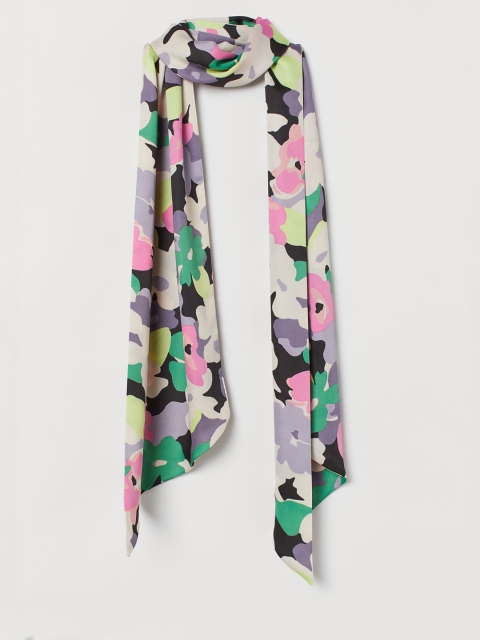 

H&M Women Grey Floral Printed Satin Scarf