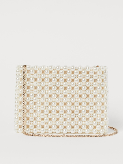 

H&M Women White Beaded Shoulder Bag