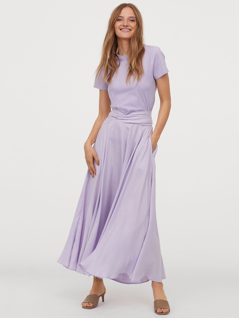 

H&M Women Lavender Solid Circular skirt