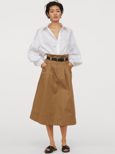 

H&M Women Beige Paper Bag Skirt