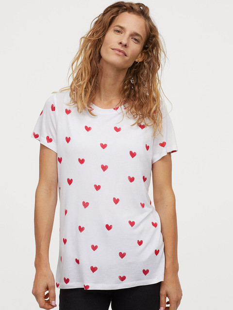

H&M Women White & Red Printed MAMA Nursing Top