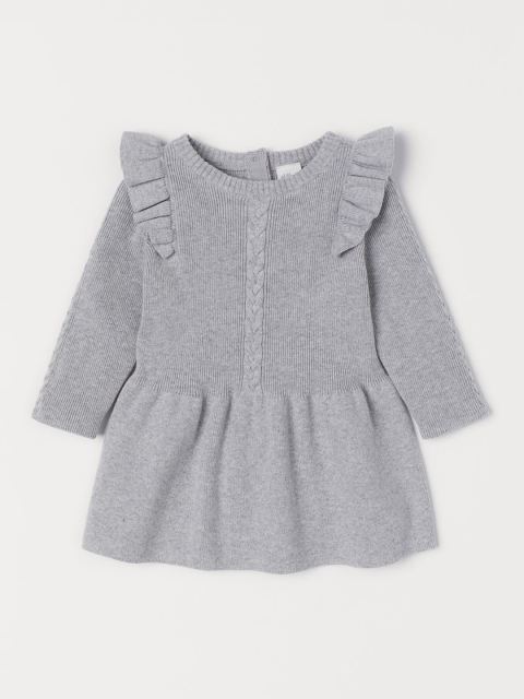 

H&M Girls Grey Knitted Cotton Dress