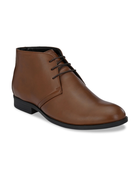 

Alberto Torresi Men Tan Brown Solid Leather Formal Mid-Top Derbys