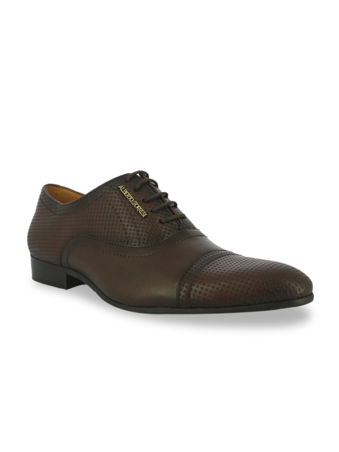 

Alberto Torresi Men Brown Textured Leather Formal Oxfords