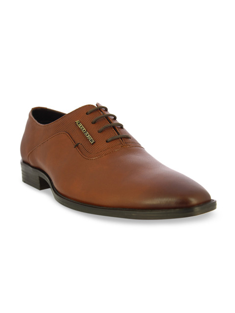 

Alberto Torresi Men Tan Brown Solid Formal Leather Oxfords