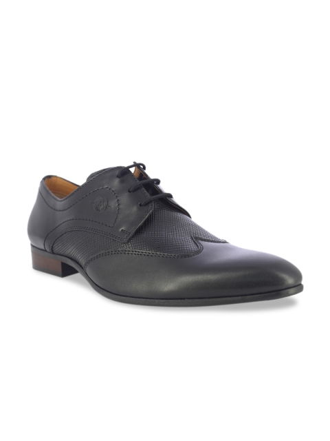 

Alberto Torresi Men Black Textured Leather Formal Derbys