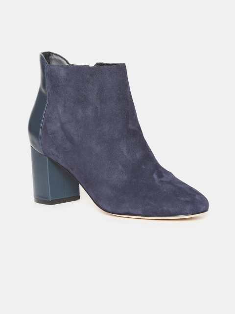 

Cole Haan Women Blue Solid Suede Heeled Boots