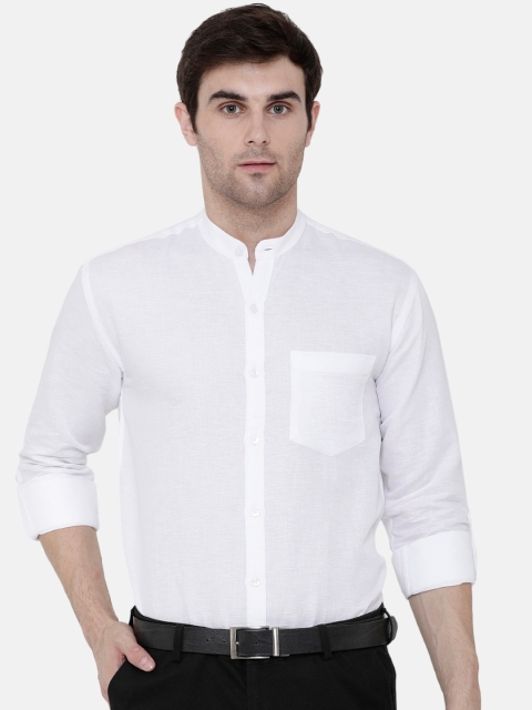 

CAVALLO by Linen Club Men Cotton Linen White Regular Fit Solid Sustainable Formal Shirt