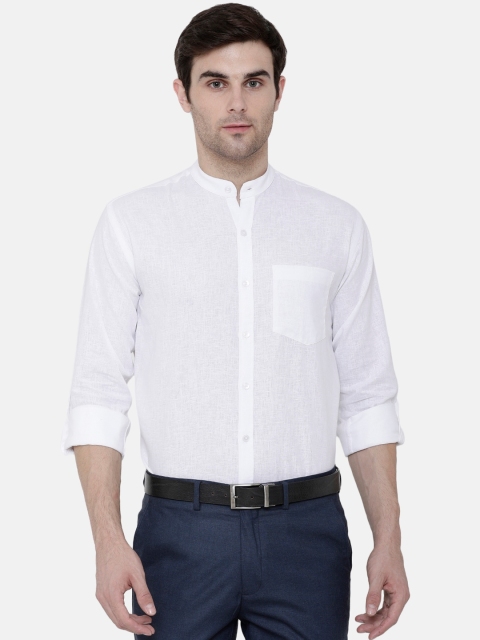 

CAVALLO by Linen Club Men Cotton Linen White Regular Fit Solid Sustainable Formal Shirt