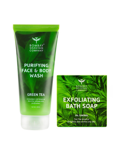 

Bombay Shaving Company Green Tea Face & Body Wash and Tea Tree Oil & Oatmeal Handmade Soap