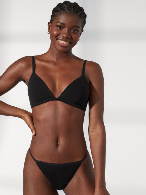 

H&M Women Black 3-Pack Cotton Thong Sustainable Briefs