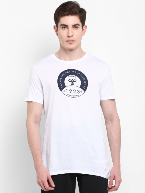 

hummel Men White Printed Round Neck T-shirt