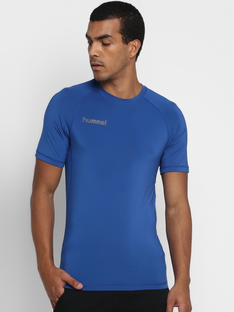

hummel Men Blue Solid Round Neck T-shirt