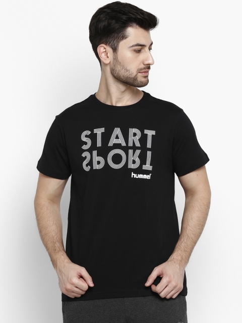 

hummel Men Black Printed Round Neck T-shirt