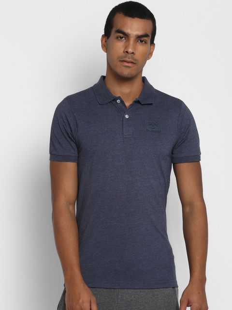

hummel Men Blue Solid Round Neck T-shirt