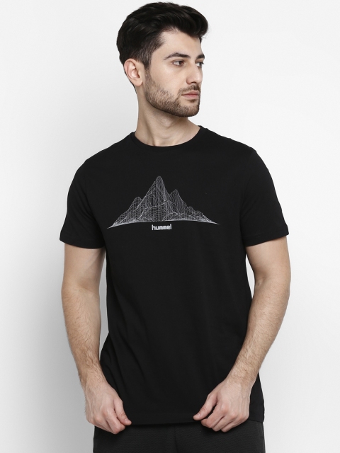 

hummel Men Black Printed Round Neck T-shirt