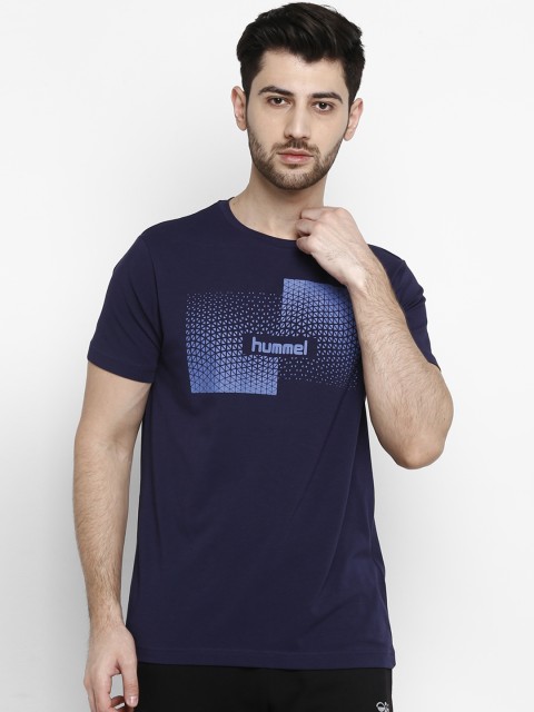 

hummel Men Navy Blue Printed Round Neck T-shirt