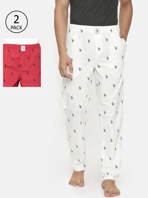 

U.S. Polo Assn. Men Pack of 2 Red & White Printed Lounge Pants