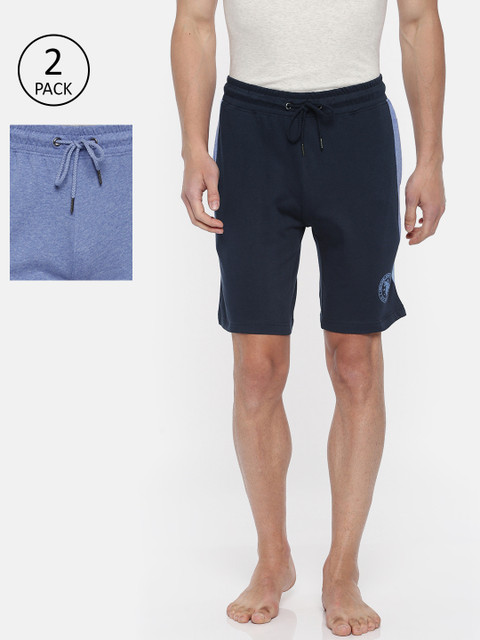 

U.S. Polo Assn. Men Pack Of 2 Blue Solid Lounge Shorts, Navy blue