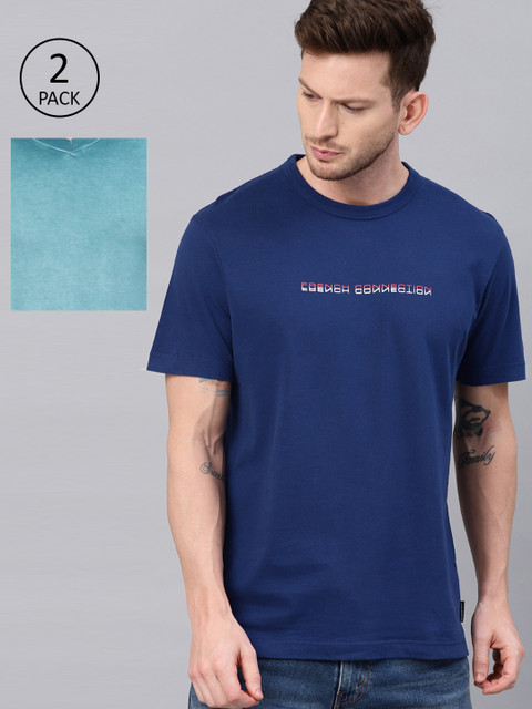 

FCUK Underwear Men Pack of 2 Solid Lounge T-Shirt, Teal