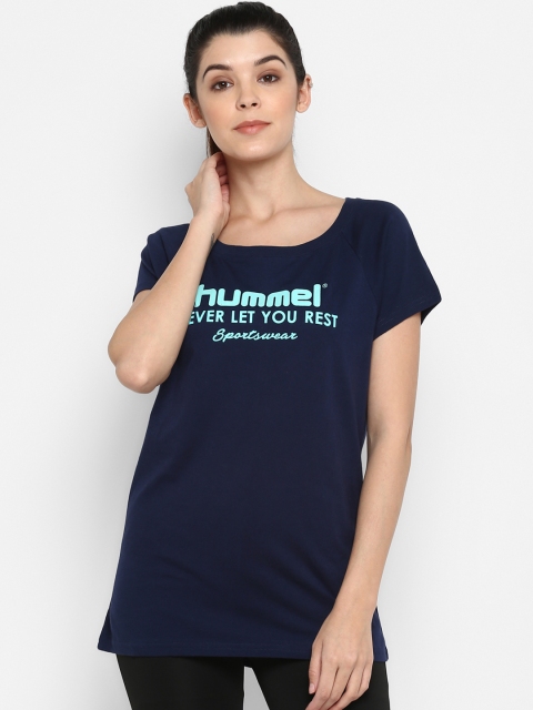 

hummel Women Navy Blue Printed Round Neck T-shirt