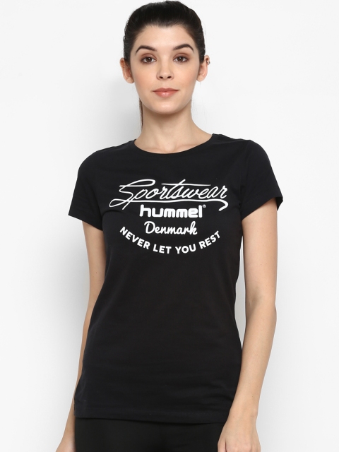 

hummel Women Black Printed Round Neck T-shirt