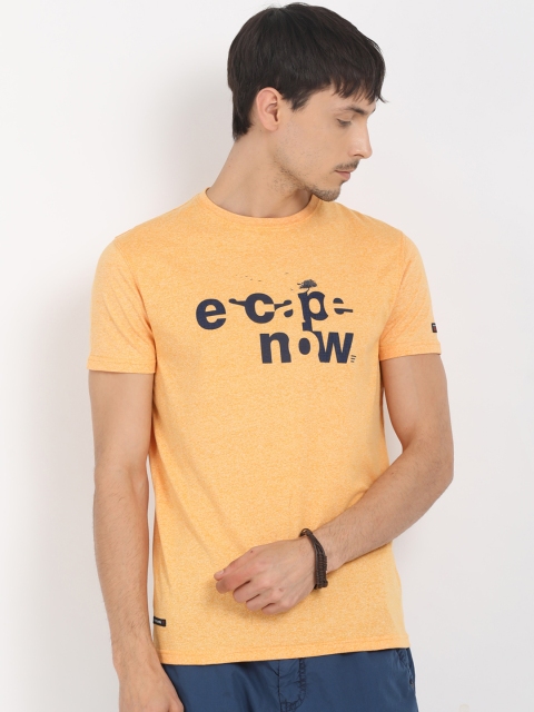 

t-base Men Orange Printed Round Neck T-shirt