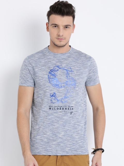 

t-base Men Blue Printed Round Neck T-shirt