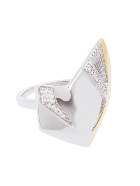 

shaze Silver-Toned & White CZ-Studded Adjuvant Finger Ring