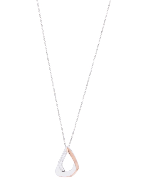 

shaze Silver & Rose Gold-Toned CZ Studded Au-Courant Pendant with Chain