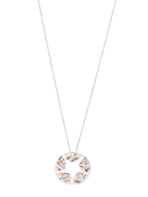 

shaze Silver-Toned & Gold-Toned CZ-Studded Concordant Pendant With Chain