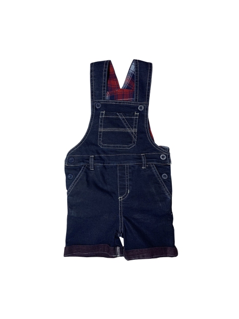 

KiddoPanti Boys Navy Blue Solid Denim Dungaree Shorts